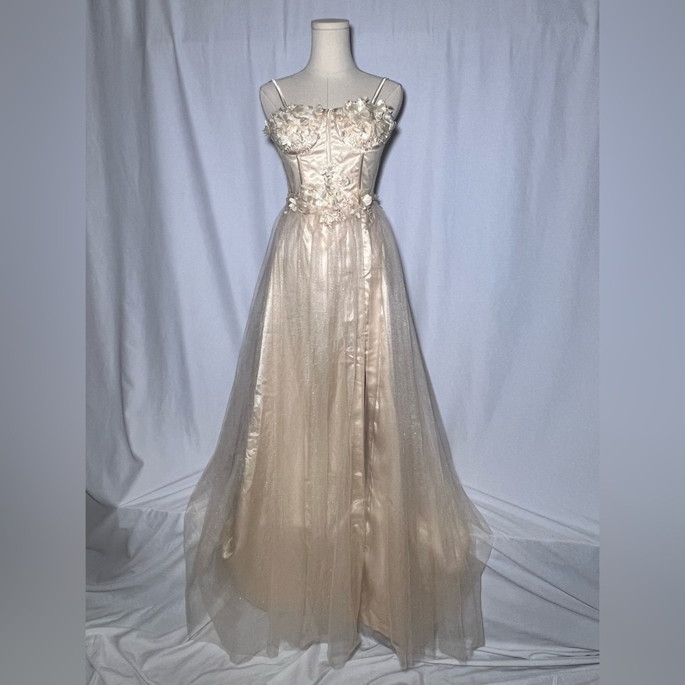 Lavetir Champagne 3D Floral Corset Top Dress | S NWT